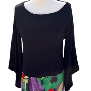 Farm Rio Bat Wing Black Top Medium